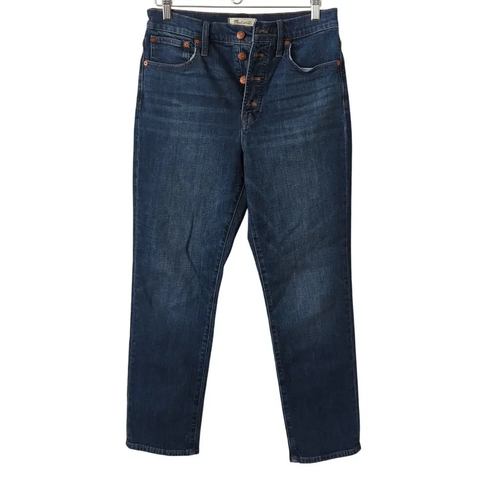 Madewell Jeans Womens 28 Perfect Vintage Crop Button Fly Ankle Dark‎ Denim